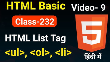 HTML Tag | HTML Lists - ol Tag & ul Tag in HTML | HTML Basic Course for Beginners Video No-9