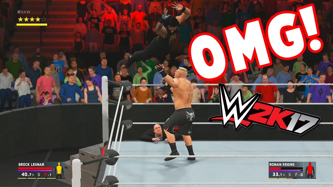WWE 2K17 BROCK LESNAR VS ROMAN REIGNS - FIRST MATCH! (PS4/Xbox One) wwe smackdown 2019