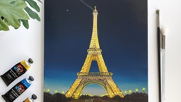 An evening in Paris Acrylic painting #colorbyfeliks #paris #acrylicpainting  #nightpainting #acrylic