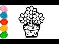 How To Draw a Flower Drawing | Beautiful Flower with Pot Drawing | Flower Drawing Easy | Flower