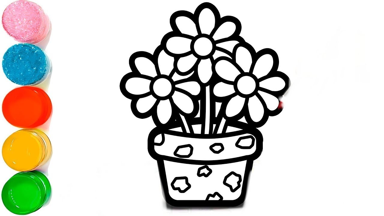How To Draw a Flower Drawing | Beautiful Flower with Pot Drawing | Flower Drawing Easy | Flower