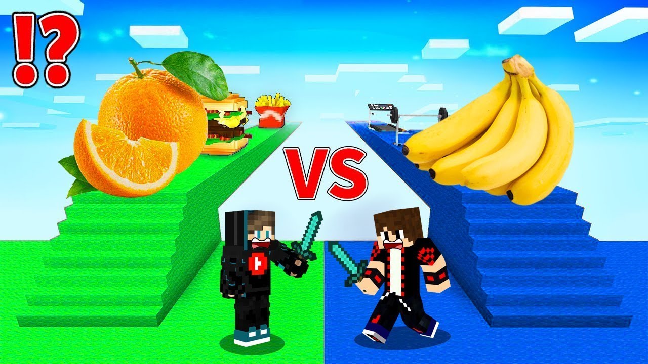 ماين كرافت : حـرب طريق حظ الفواكه ولكن الموز ضد البرتقال !!؟ 🔥😱