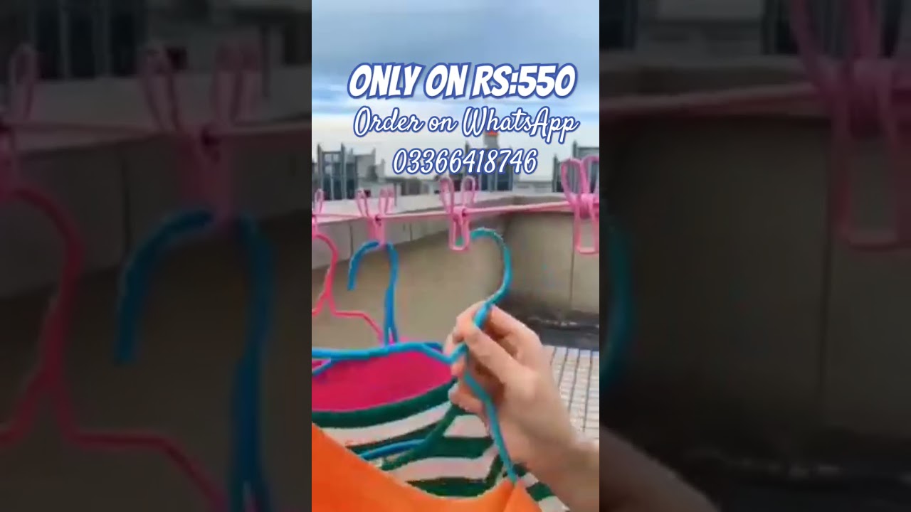 Clip&Hang 185CM Portable Clothesline With12 ClipElastic, 