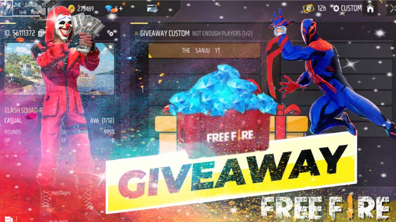FREE FIRE LIVE GIVEAWAY CUSTOM ROOM | FF LIVE REDEEM CODE GIVEAWAY ...