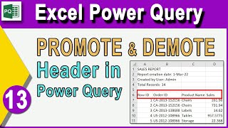 How to Promote and demote header in excel power query | Excel Power Query Tutorial in Hindi