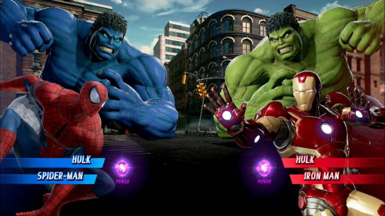 Blue Hulk & Spiderman Vs Hulk & IronMan  [Very Hard]MarvelCapcom