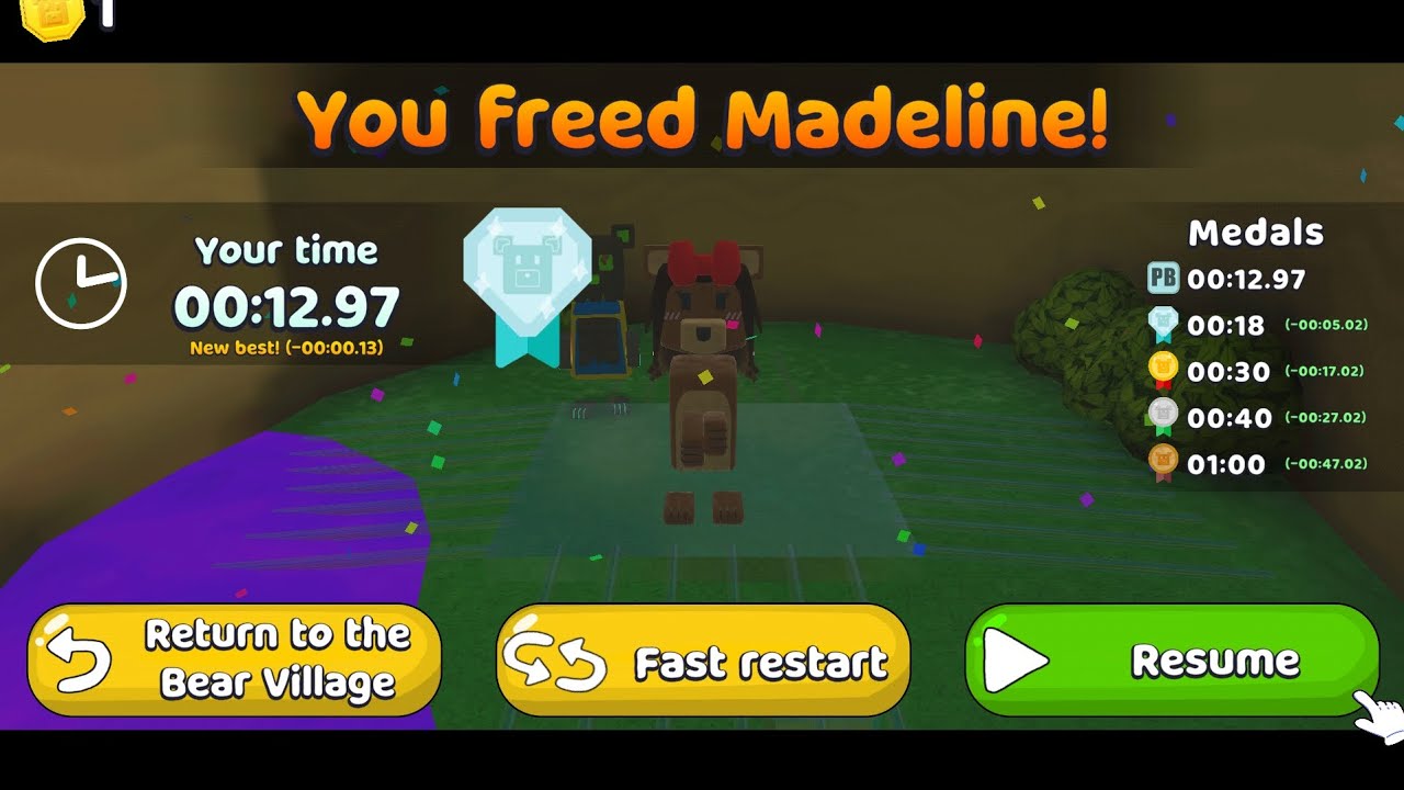 [WR + First Sub 13] Madeline 12.97 | Super Bear Adventure Speedrun 