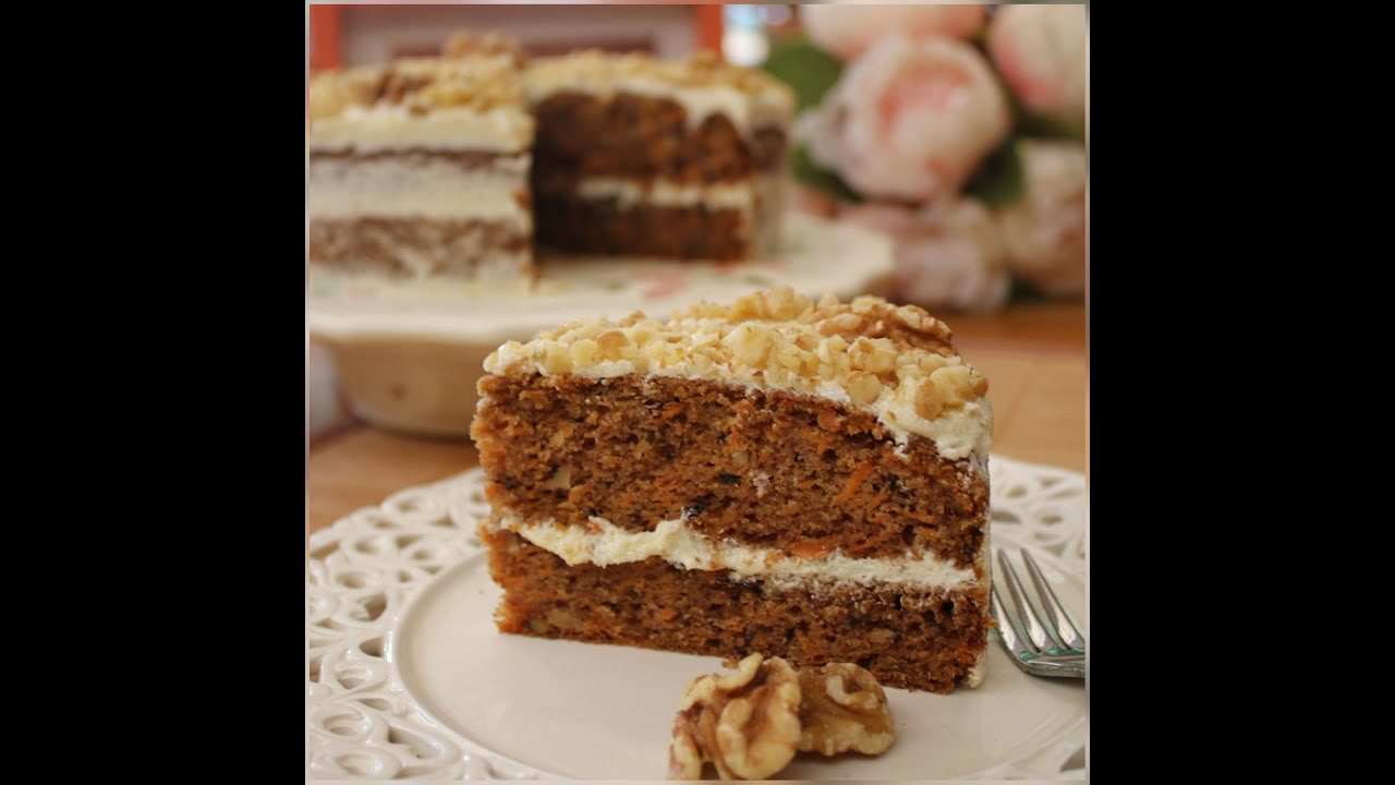 Moist Carrot and walnut cake - YouTube