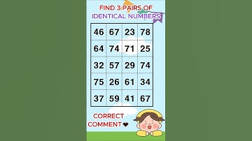 Find 3 pairs of identical numbers /Dementia Prevention Quizzes/Dementia Tests.168