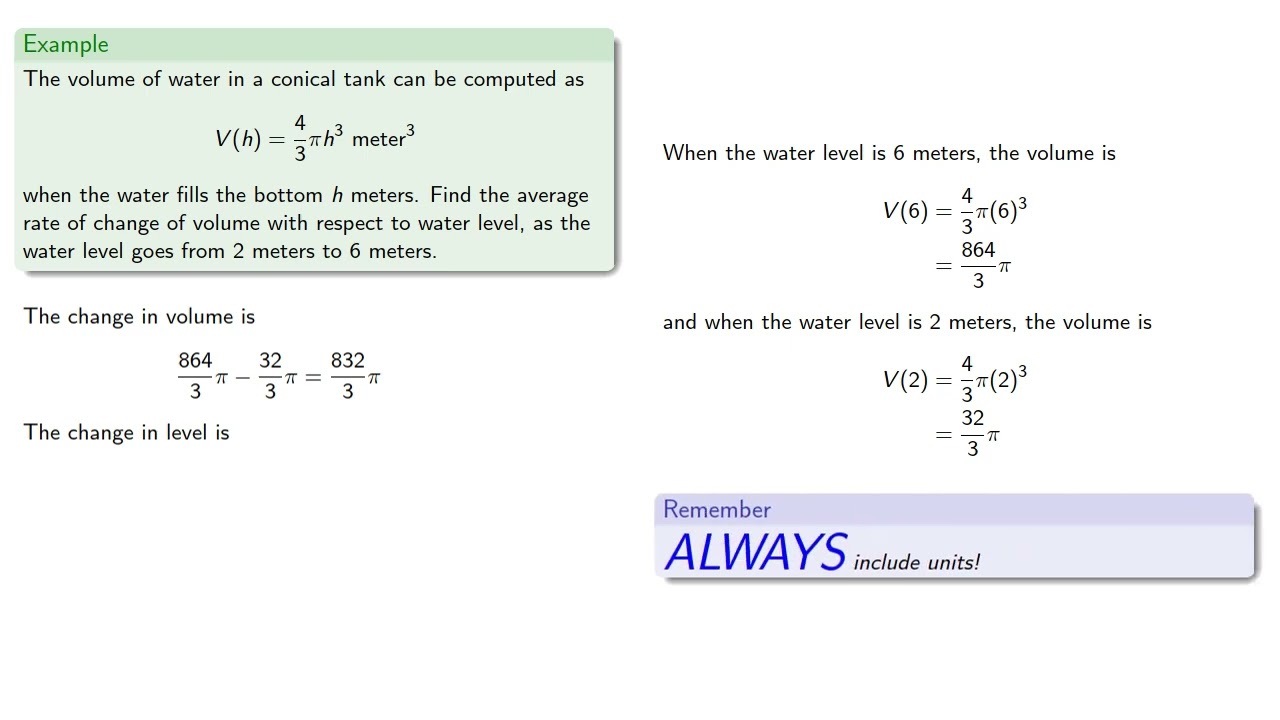 Average Rate of Change:  Introduction and Meaning