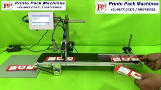 Mini conveyor with TIJ Printer | Low cost online printer with conveyor | Table top model | Date MRP Net Worth