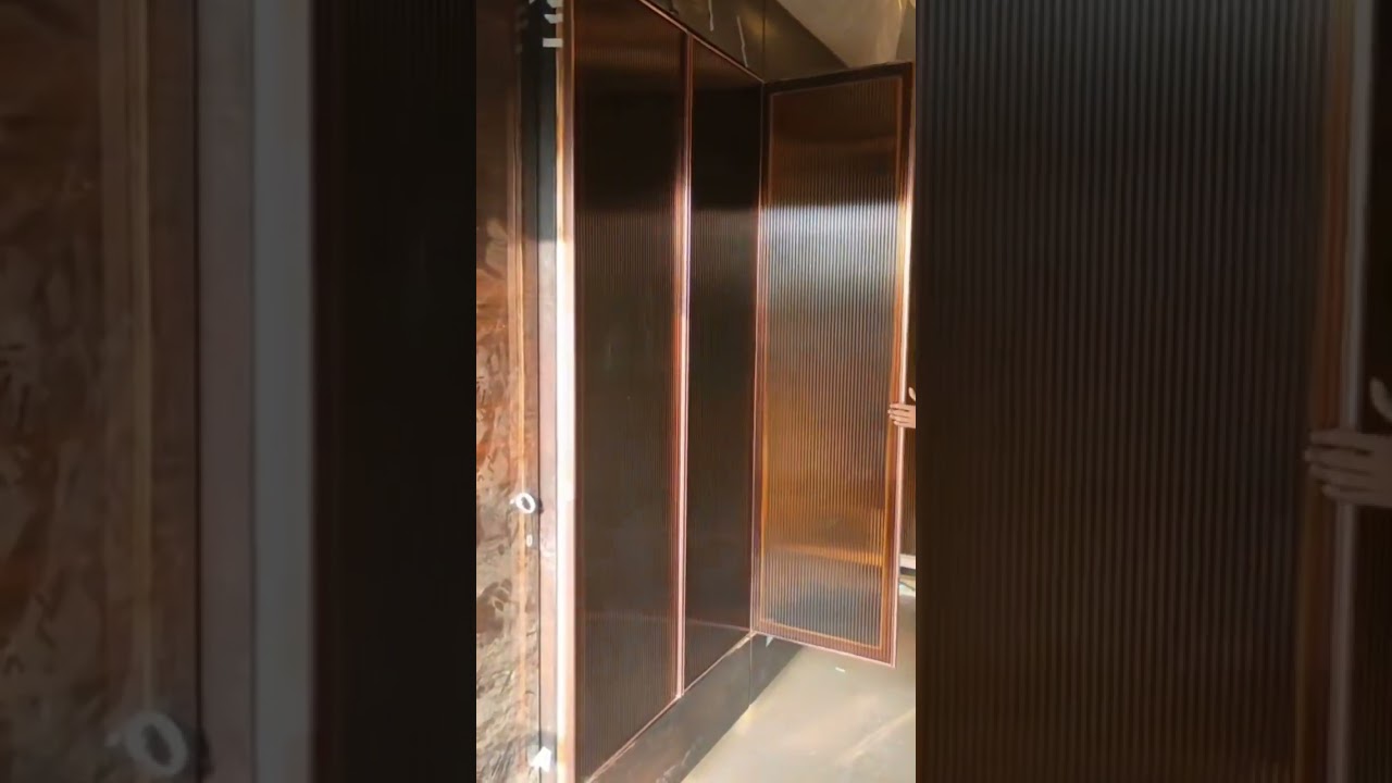 Regular profile rose gold || brown fluted glass || wardrobe openable door || 
