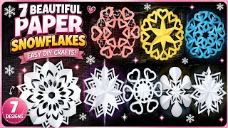 7 Beautiful Paper Snowflakes ❄️ | Easy DIY Paper Craft | Snowflake Making Tutorial