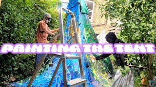 彼氏とテントに落書きしていくよ☆Painted the big tent with my boyfriend