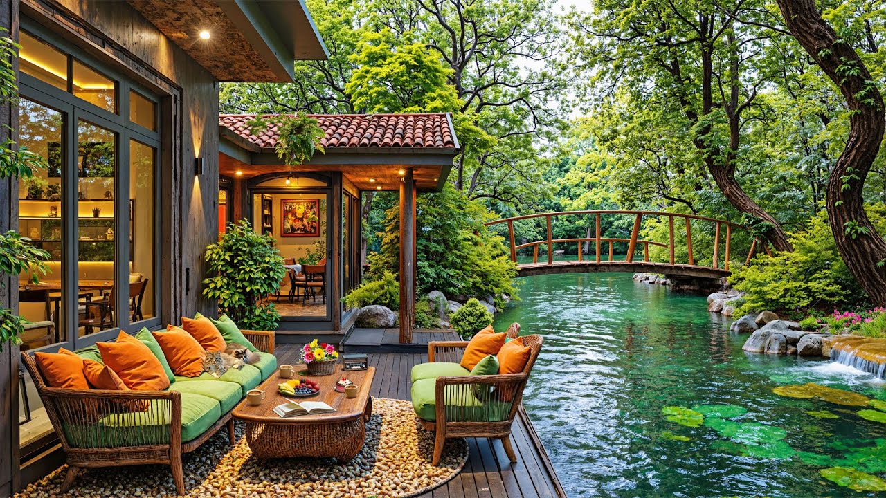 🎶 Tranquil Jazz & Riverside Café | Soft Piano Jazz Music and River Sounds for Focus & Stress Relief