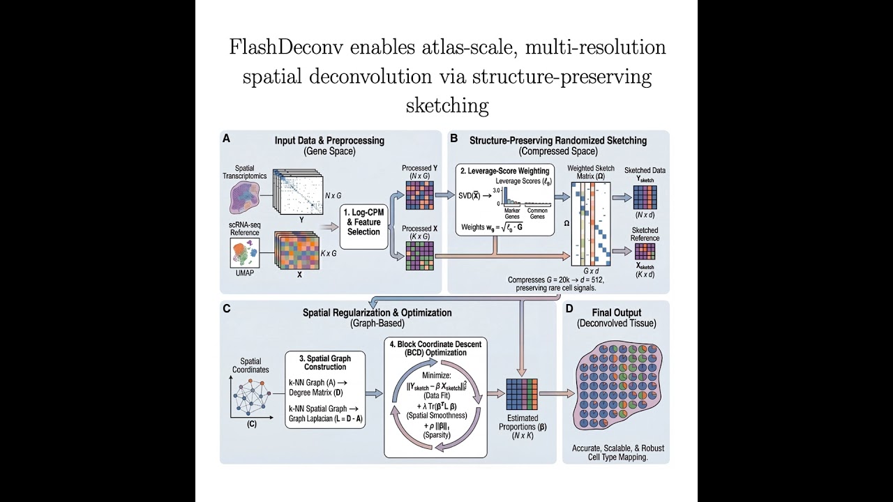 383-FlashDeconv：高效Randomized Sketching图正则化空间转录组去卷积分析框架