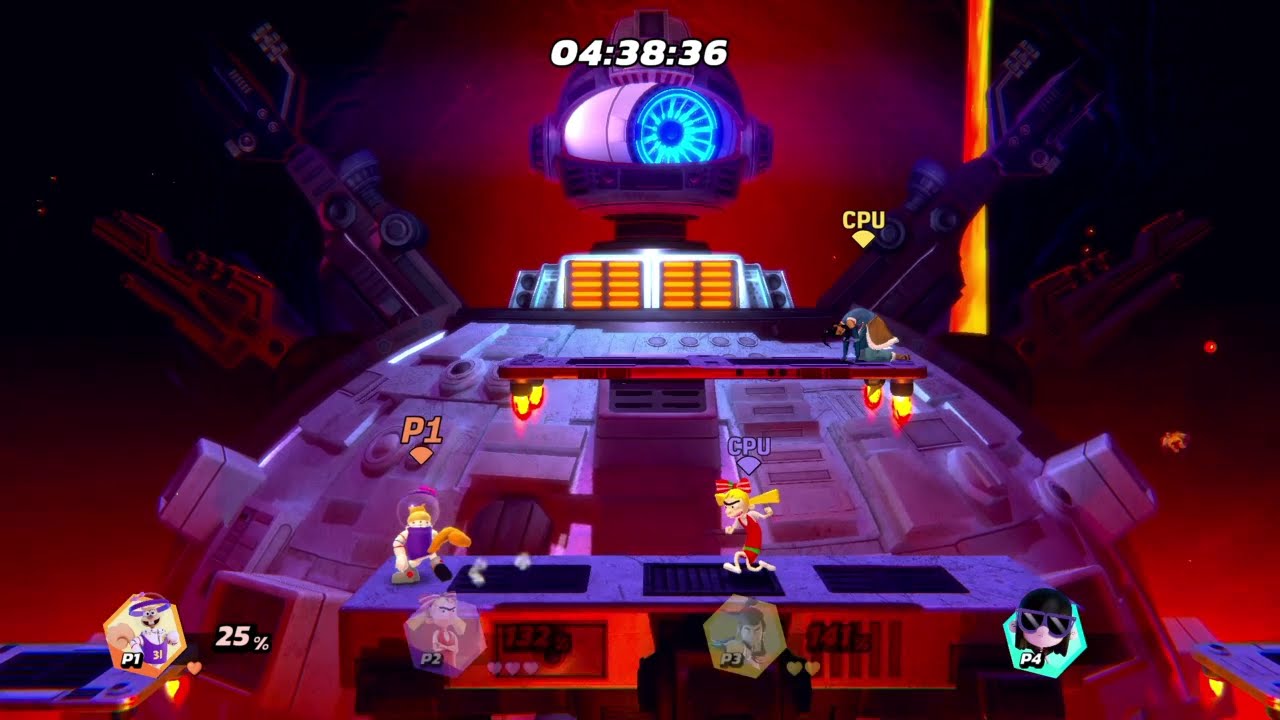 Nickelodeon All-Star Brawl Sandy vs Helga vs Korra vs Lucy (Technodrome Takedown) 🐿 😈  🌊 💀