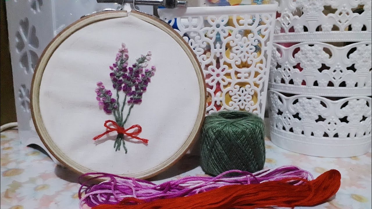 Hand Embroidery Lavender Sulam Bunga Lavender YouTube