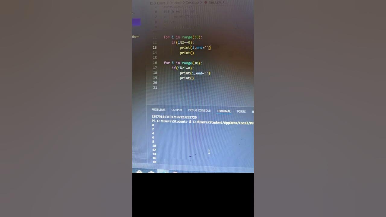  python program to print even numbers and odd numbers from 0 to 29 on
