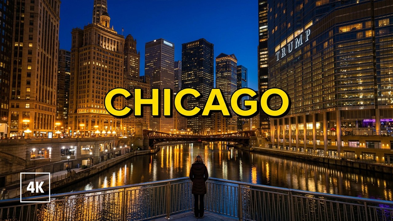 Chicago, Соединенные Штаты | loop | Ночная прогулка по городу 4K