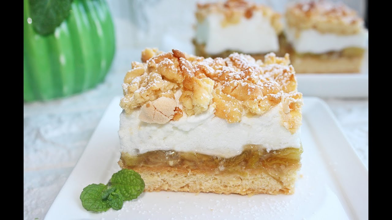 CIASTO PÓŁKRUCHE Z RABARBAREM I BEZĄ #ciasto #cake