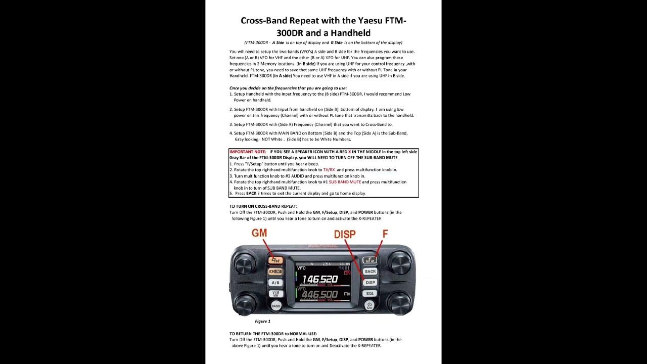 Yaesu FTM300DR and Handheld CrossBand Repeat YouTube