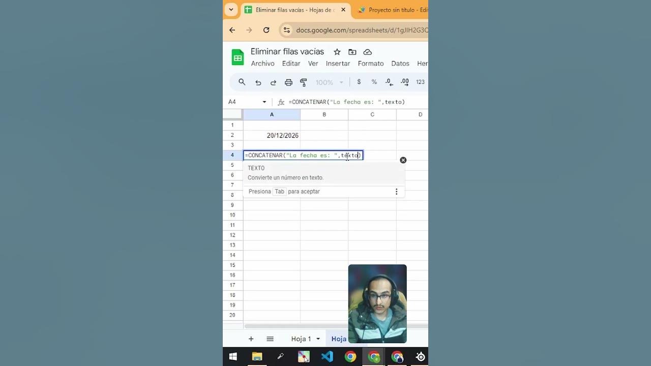 Concatenar texto con fecha en google sheets y excel shorts youtube