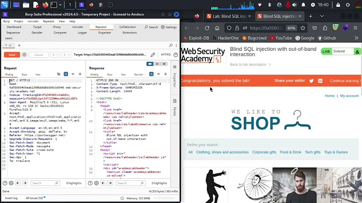 Blind SQL Injection with Out-of-Band Interaction | Web Security Academy | Portswigger Labs