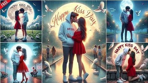 Happy kiss day Ai photo editing couples name images | Bing image creator tutorial FREE | Bing Ai