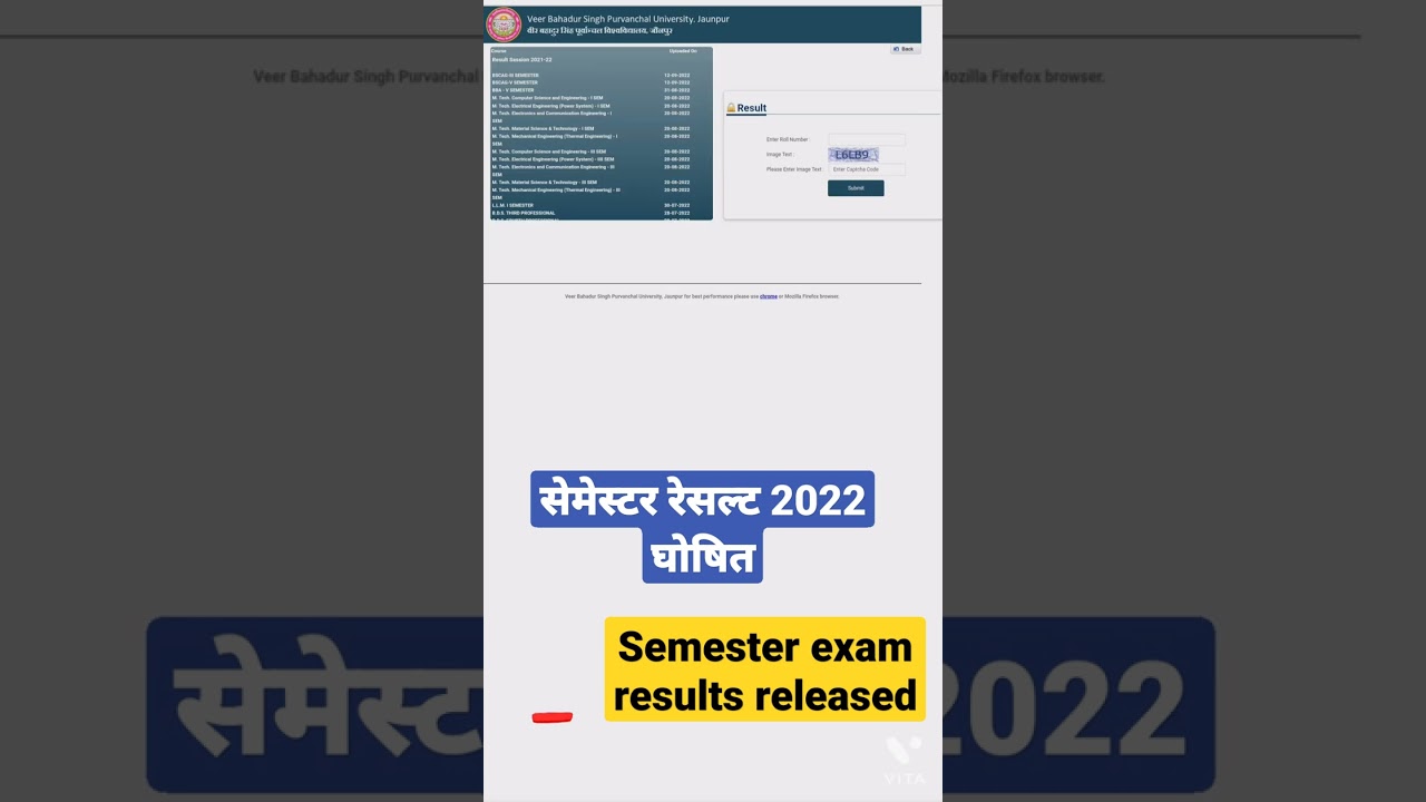 vbspu results 2022 | vbspu semester results 2022 | 