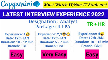 Capgemini latest interview experience for 2022 batch | Capgemini interview questions latest |