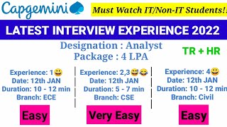 Capgemini latest interview experience for 2022 batch | Capgemini interview questions latest |