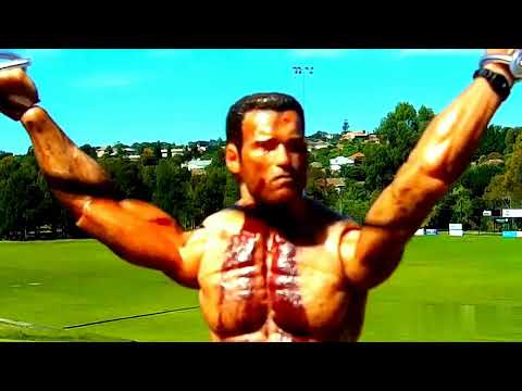 Arnie Schwarzenegger Action Figure riding a quadcopter WTF! lol