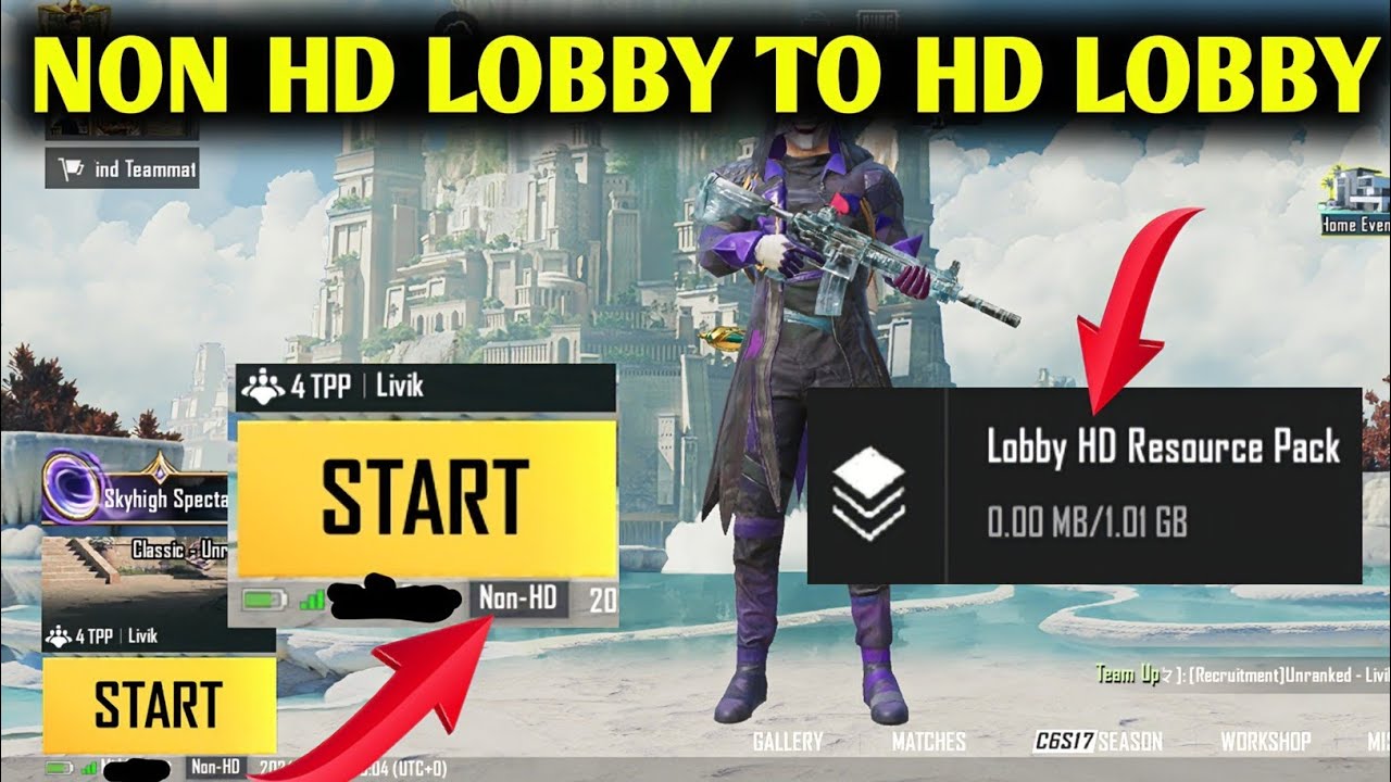 HOW TO CHANGE NON HD LOBBY TO HD LOBBY IN BGMI LOW SPEC RESOURCE PACK how-to-change-non-hd-lobby-to-hd-lobby-in-bgmi-low-spec-resource-pack