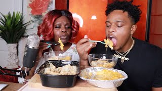 SHRIMP MAC AND CHEESE GOULASH POOKIE PLATES ASMR EATING SOUNDS