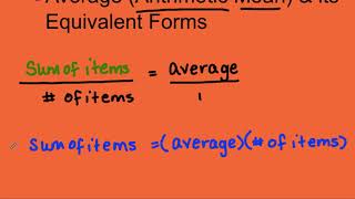 Coach Fred's SAT/ACT Prep~ Arithmetic Mean (Average) and equivalent forms