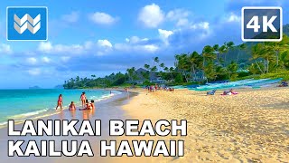 [4K] Lanikai Beach in Kailua Hawaii USA - Scenic Walking Tour & Travel Guide 🎧 Relaxing Ocean Waves