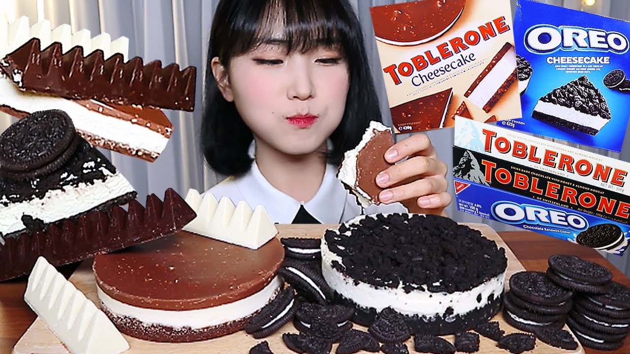 SUB)🍫🧀TOBLERONE CHEESE CAKE & OREO CHEESE CAKE 토블론 치즈케이크 & 오레오 치즈케이크 디저트 먹방 MUKBANG ASMR