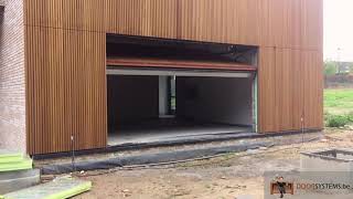 4.5m large flush garage door with vertical wood