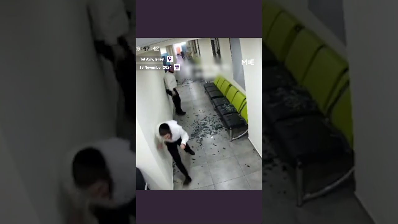 CCTV Footage Shows Moment Rocket Hits Tel Aviv