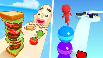 Sandwich Runner Vs Stack Rider All Level Gameplay Android iOS Mobile Walkthrough 4K 62