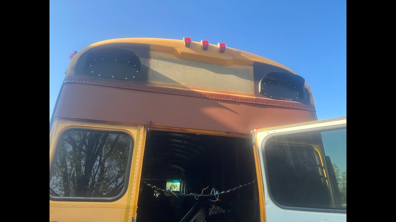Bus Rear Panel Building and Hanging the New Back Panel on the Bus - YouTube
