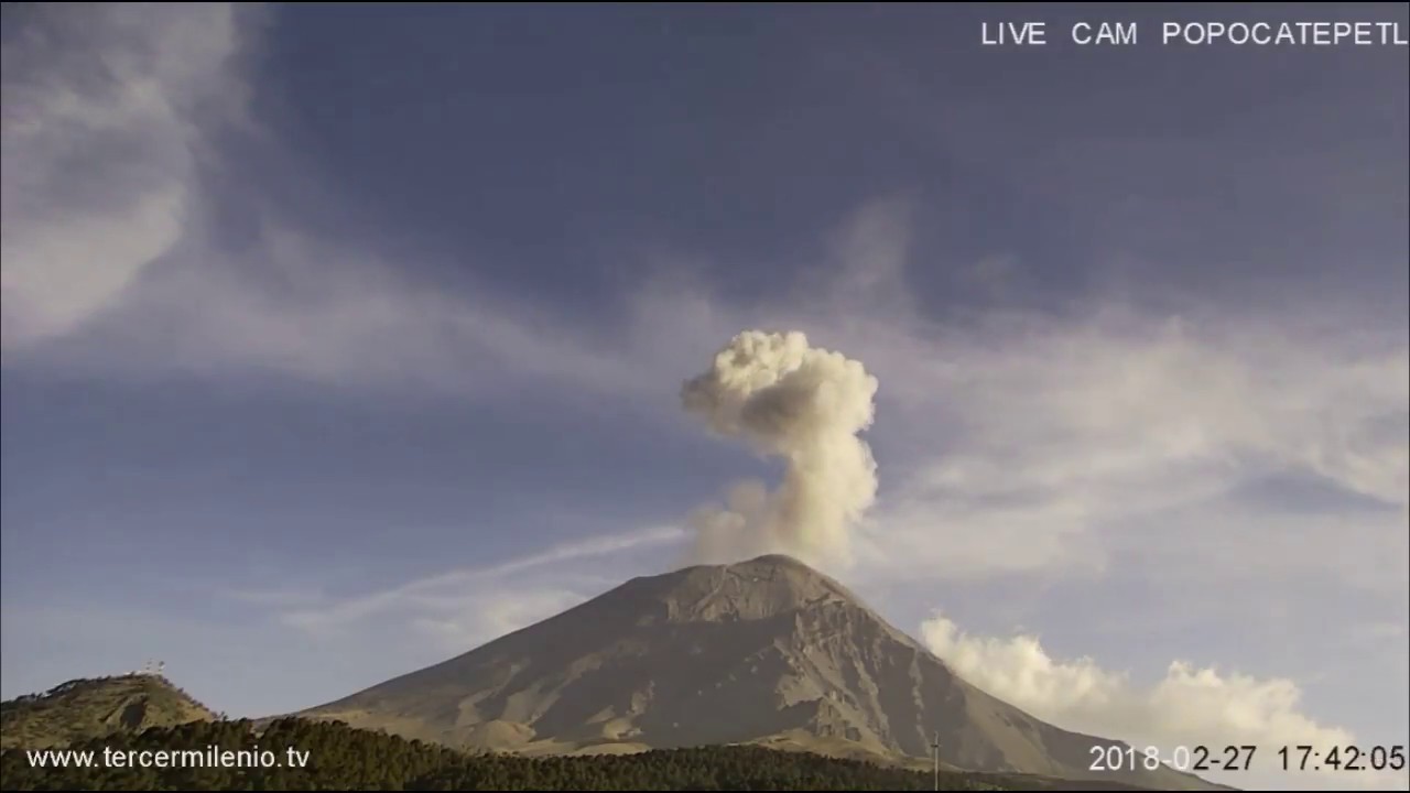 02/27/2018 ~ Popocatepetl Volcano ~ Ash Plume ~ Two Cameras cloud nine