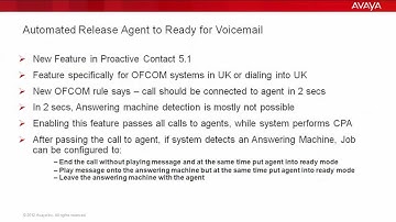 Automated Agent Release to Ready for Voicemail in Avaya Proactive Contact 5.1