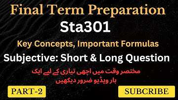 Sta301 Final term Most Important Question Part-2 Spring 2024|%100 sta301 Statistics and Probability