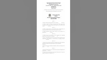 Assam University Silchar-Corporate Law Question Paper-2019-B.Com 2nd Sem Hons   #assamuniversity