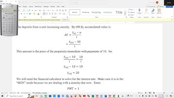Actuarial SOA FM Exam Prep Lesson 113: SOA Sample Question 217 (Unit Annuity, BA II Plus Calculator)
