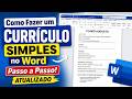 Como Fazer um Currículo Simples no Word Passo a Passo! ATUALIZADO 2026