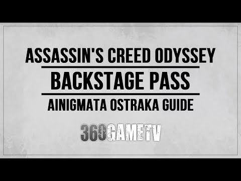 Видео: Assisein's Creed Odyssey - Backstage Pass, Миризма в съда на гатанки решения и къде да намерите текстилната работилница на Голямата Атина, таблетите Ariabignes Shipwreck