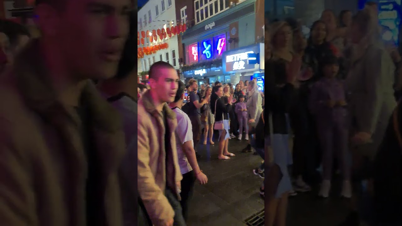 Beautiful London People Enjoying  Evening Music Party 